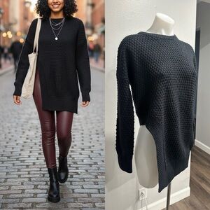 Nasty gal side slit Black Knit Sweater